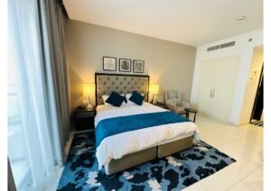 Luxury studio apartment at Celestia B, Dubai South, near Al Maktoum International Airport.